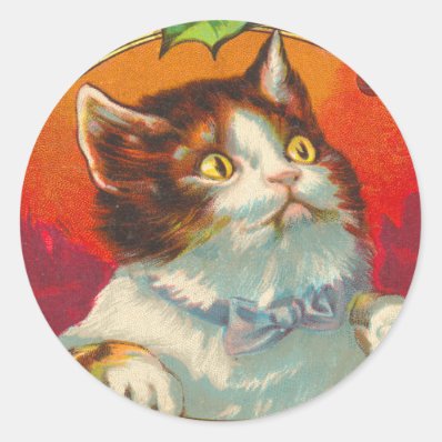 Victorian Cat Christmas Stickers