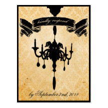 Victorian Chandelier • black & cream RSVP Postcards