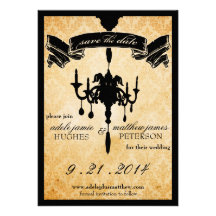 Victorian Chandelier • black & cream Save the Date Custom Announcement