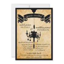 Victorian Chandelier • black & cream Wedding Custom Announcements