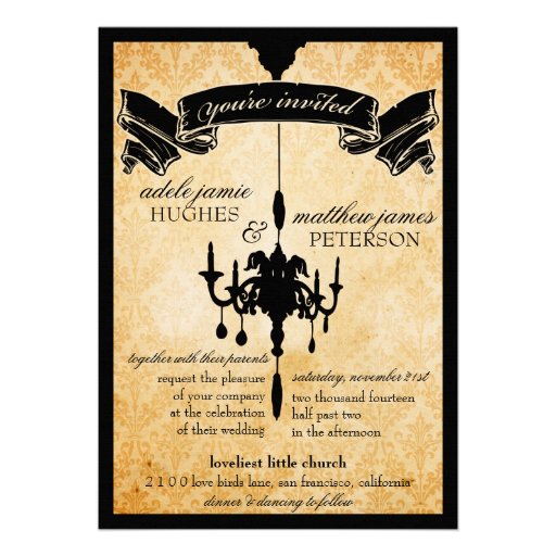 Victorian Chandelier â€¢ black & cream Wedding Custom Announcements