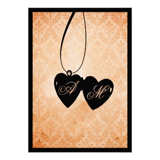 Victorian Chandelier Ã¢â‚¬Â¢ black & pale orange Wedding Personalized Announcements