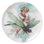 Victorian Child Dragonfly Wall Decor Gift Vintage Party Plate