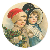 Victorian Children Christmas Stickers by xmasstore Victorian Children Christmas Stickers