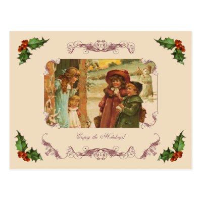 Victorian Children Holiday Break Postcard