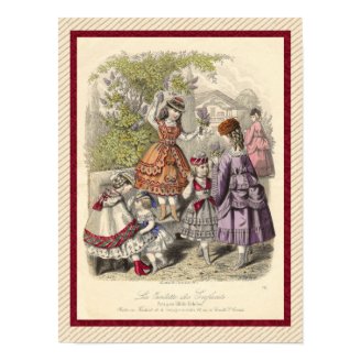 Victorian Children Picking Lilacs Vintage Print