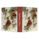 Victorian Children Sledding with Their Pet Dog 3 Ring Binder
