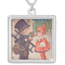 Victorian Christmas Kids Square Sterling Silver Ne Custom Jewelry
