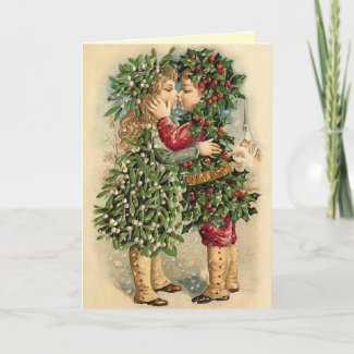 Victorian Christmas Kiss Card card