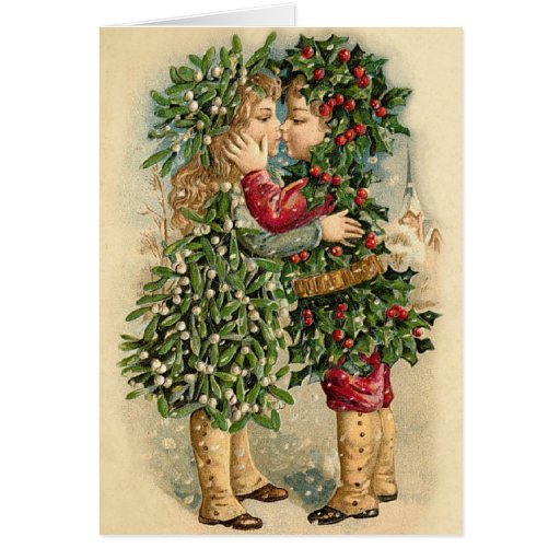 Victorian Christmas Kiss Card