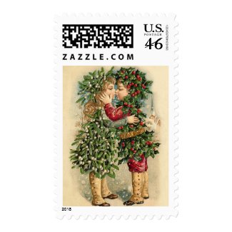 Victorian Christmas Kiss Postage stamp