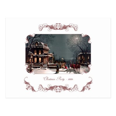 Victorian Christmas Party Vintage Postcard