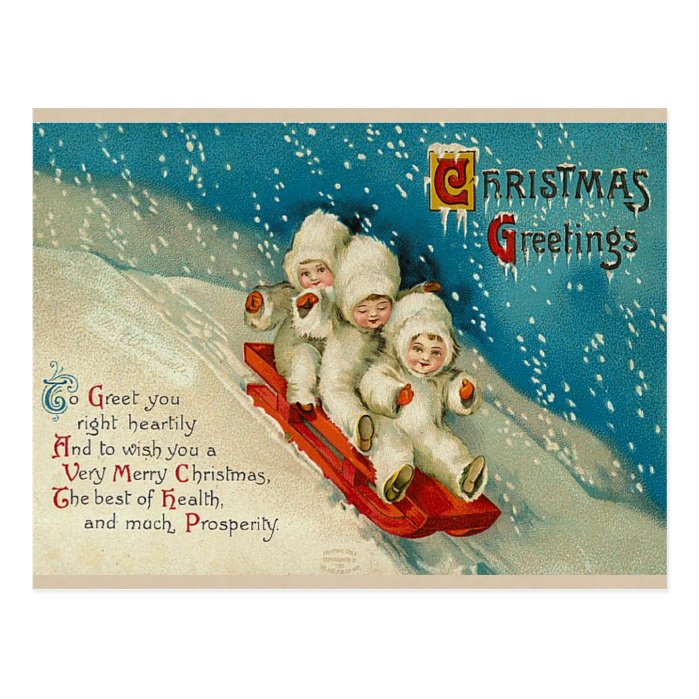 Victorian Christmas Snow Baby Postcards