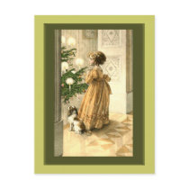 Victorian Christmas Tree and LIttle Girl Cards postcards