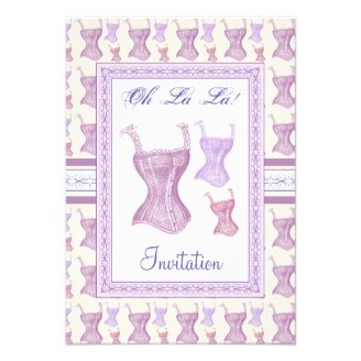 Victorian Corset Purple Vintage Bridal Shower Custom Announcements