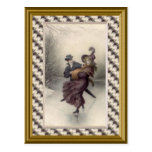 Victorian couple skating post cards