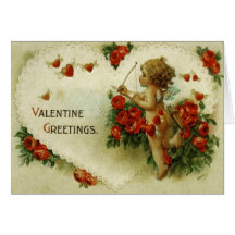 Victorian Cupid & Roses Valentine's Day Card