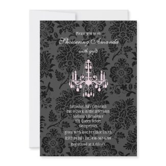 Victorian Damask Bridal Shower Invitation (pink)