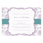 Victorian Damask (Purple & Teal) Personalized Invitations