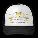 Victorian damask swirls golden wedding anniversary hats