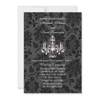 Victorian Damask Wedding Invitation (pink)