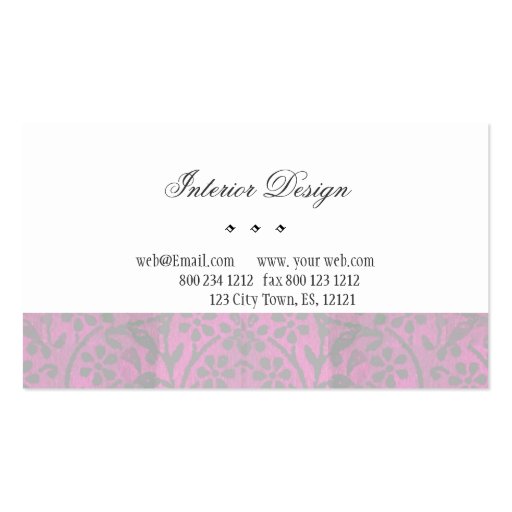 Victorian Design Interior Decor Furniture Business Card Template (back side)