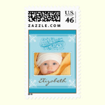 Victorian Designer Photo Baby Stamp (aqua) stamps