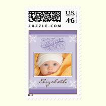 Victorian Designer Photo Baby Stamp (lavender) stamps