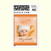 Victorian Designer Photo Baby Stamp (orange) stamps
