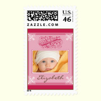 Victorian Designer Photo Baby Stamp (pink) stamps