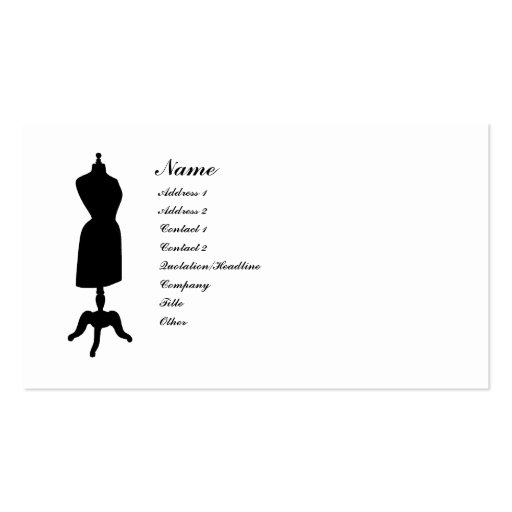 Victorian Dress Form Silhouette Business Card Templates