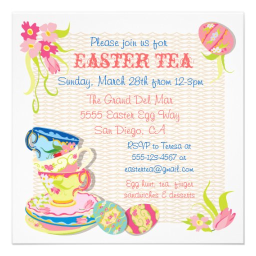 Victorian Easter Tea brunch Invitations (front side)