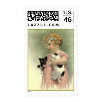VICTORIAN FASHIONS GIRL & stray pets STAMPS!