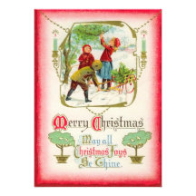 Victorian Flat Christmas Card Invitations