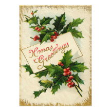 Victorian Flat Christmas Card Personalized Invite