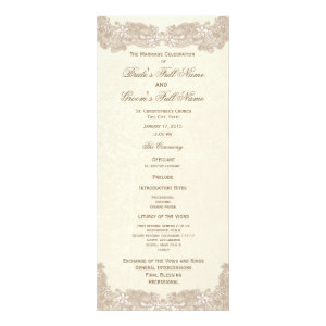 Victorian Floral Lace Wedding Program Personalized Rack Card