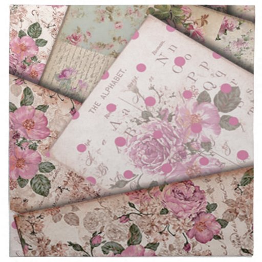 Victorian Floral Papers. Cloth Napkins 
