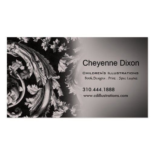 Victorian Flourish custom designer business card (front side)