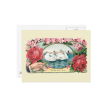 Victorian Friendship Roses and Swans Postcard by AngelCityArt Victorian Friendship Roses and Swans Postcard