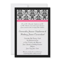 Victorian Fuchsia Pink and White Damask Invite