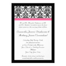 Victorian Fuchsia Pink and White Damask Invite
