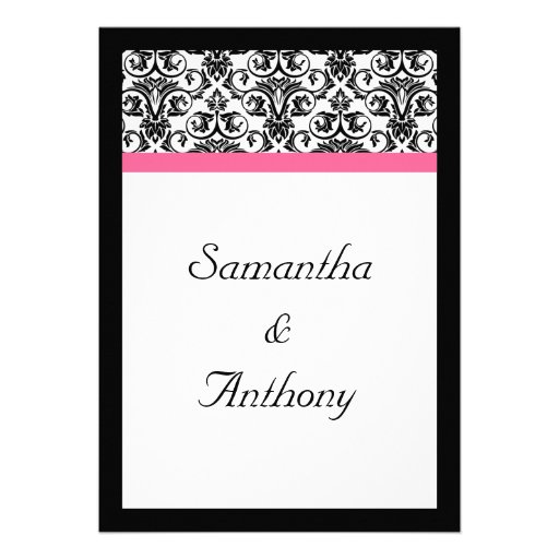 Victorian Fuchsia Pink and White Damask Invite