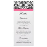 Victorian Fuchsia Pink and White Damask Menu Rack Card Template