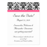 Victorian Fuchsia Pink and White Damask postcards
