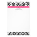 Victorian Fuchsia Pink and White Damask Stationery Design