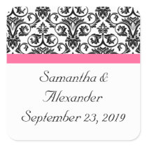 Victorian Fuchsia Pink and White Damask Sticker