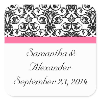 Victorian Fuchsia Pink and White Damask Sticker