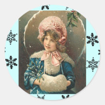 Victorian Girl Christmas Stickers