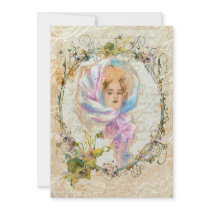 VICTORIAN GIRL HARRISON FISHER STYLE PRINT cropped invitations