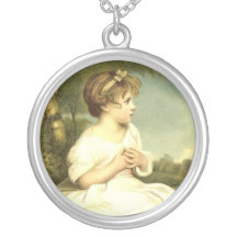 Victorian Girl Round Sterling Silver Necklace
